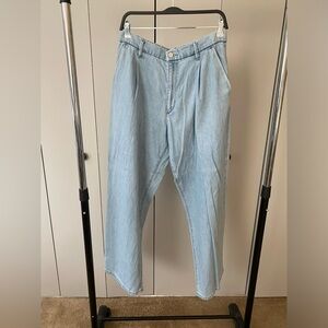 Uniqlo Women's Drapey Denim Pleated Pants Size L Blue
